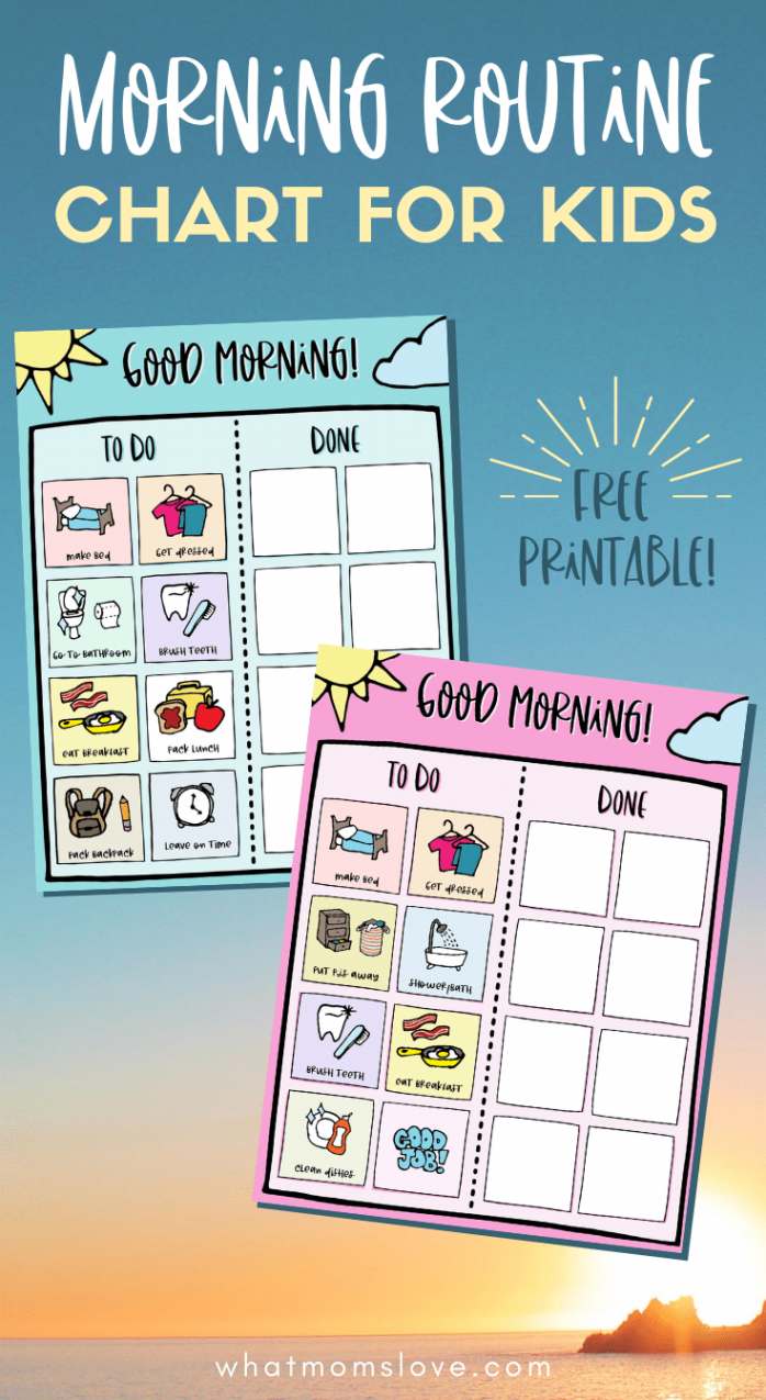 FREE} Printable Morning Routine Chart for Kids - what moms love