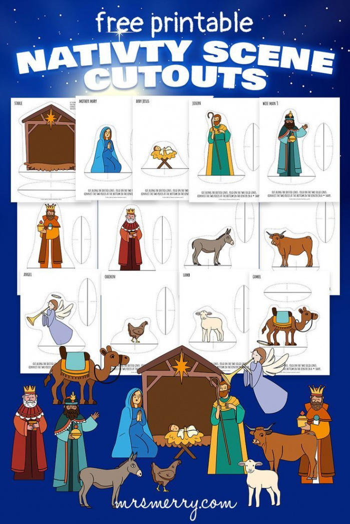 Free Printable Nativity Scene Cutouts  Mrs