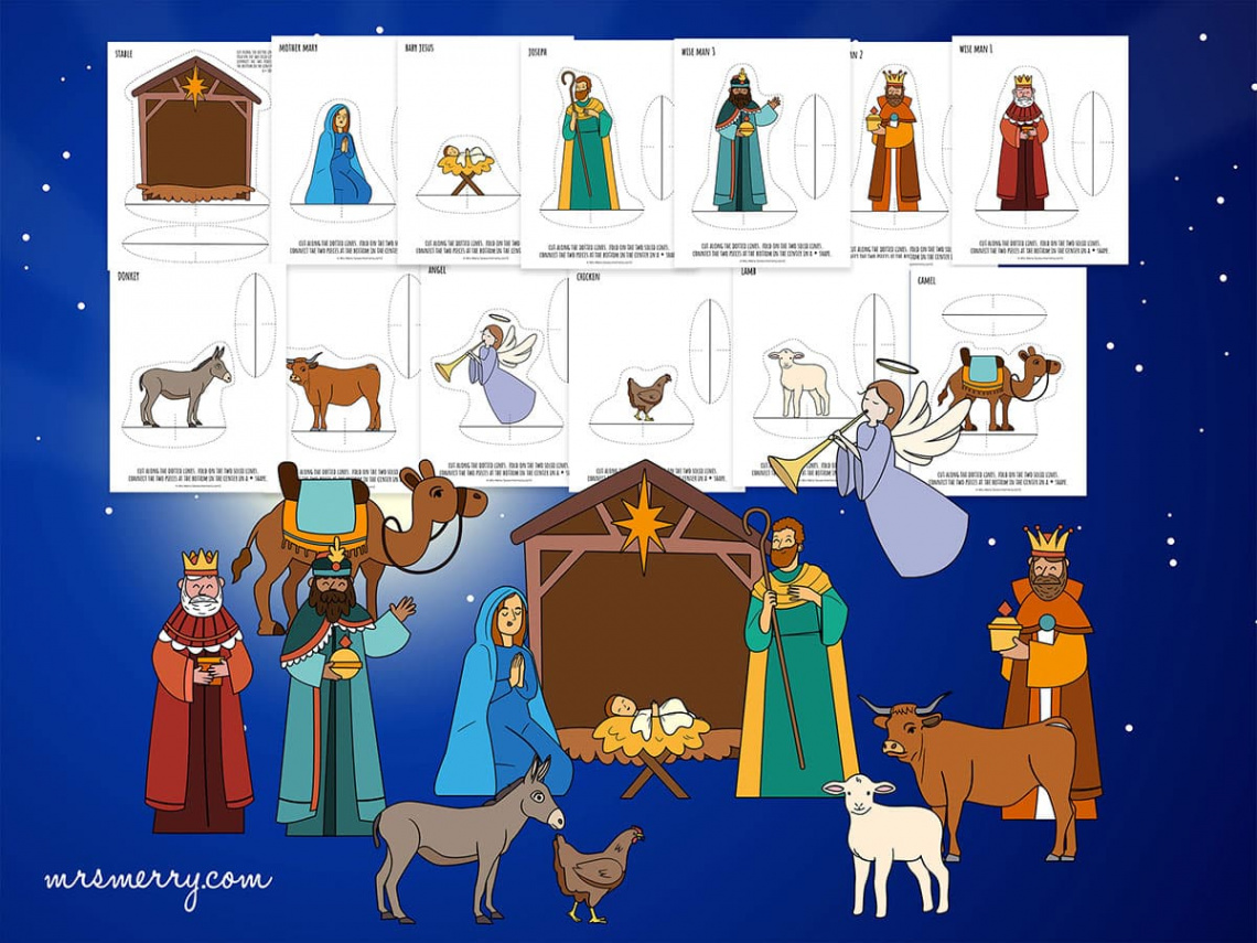 Free Printable Nativity Scene Cutouts  Mrs