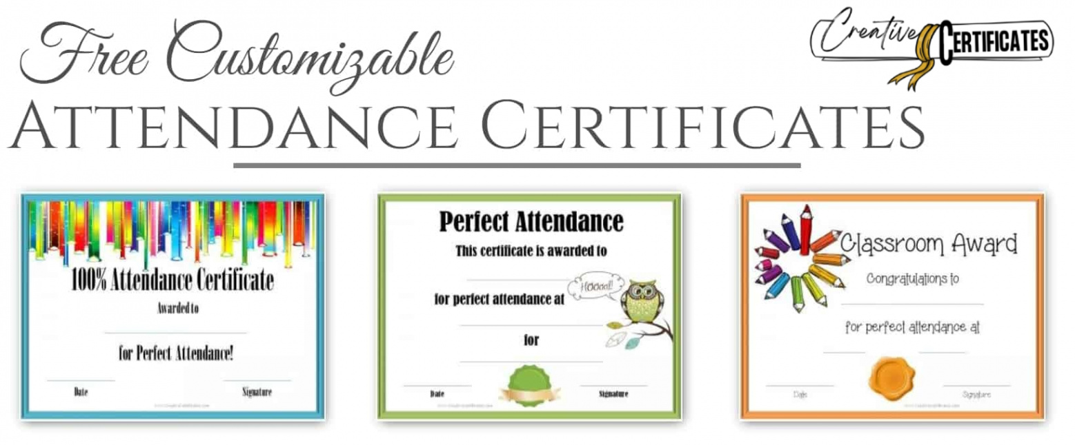 FREE Printable Perfect Attendance Certificate Templates  Customizable