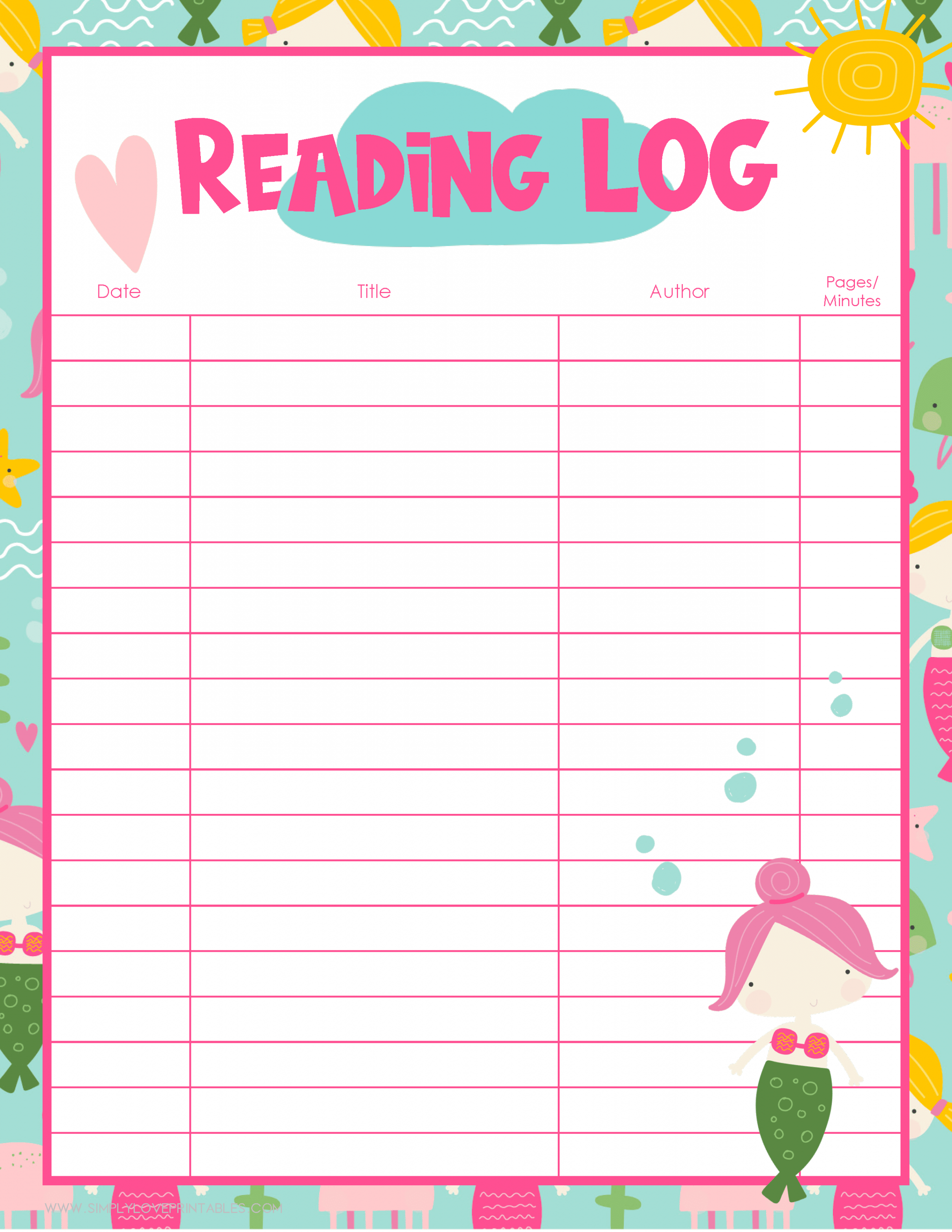 Free Printable Reading Logs for Kids  Simply Love Printables