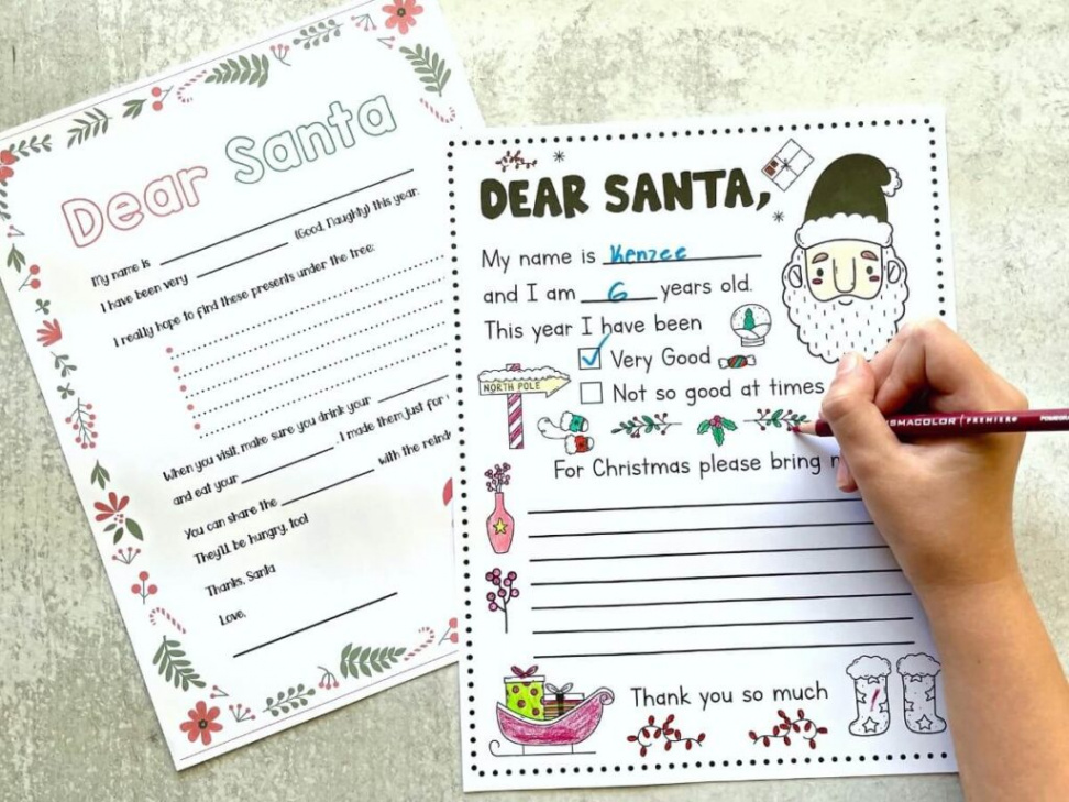 Free Printable Santa Letter Template (with Envelopes and "Stamps"!)