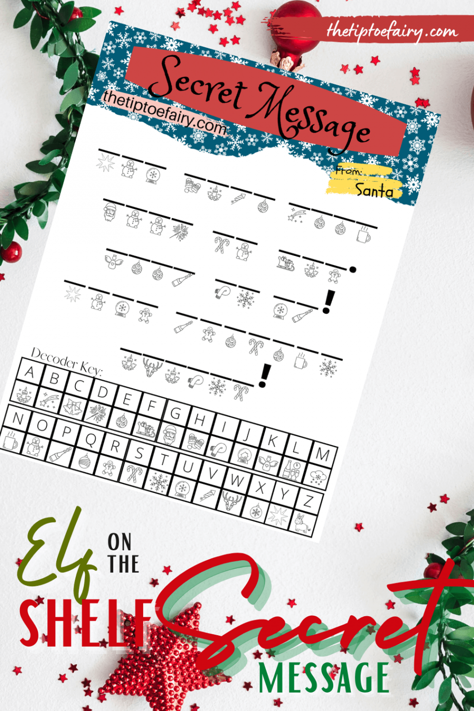 Free Printable SECRET MESSAGE Letter from Santa  The TipToe Fairy