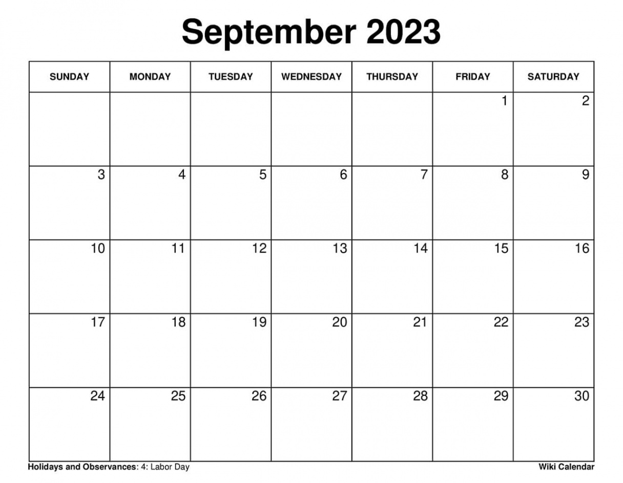 Free Printable September  Calendar Templates With Holidays - Wiki  Calendar