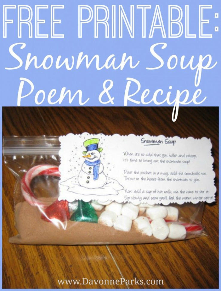 Free Printable: Snowman Soup Poem  Snowman soup poem, Snowman