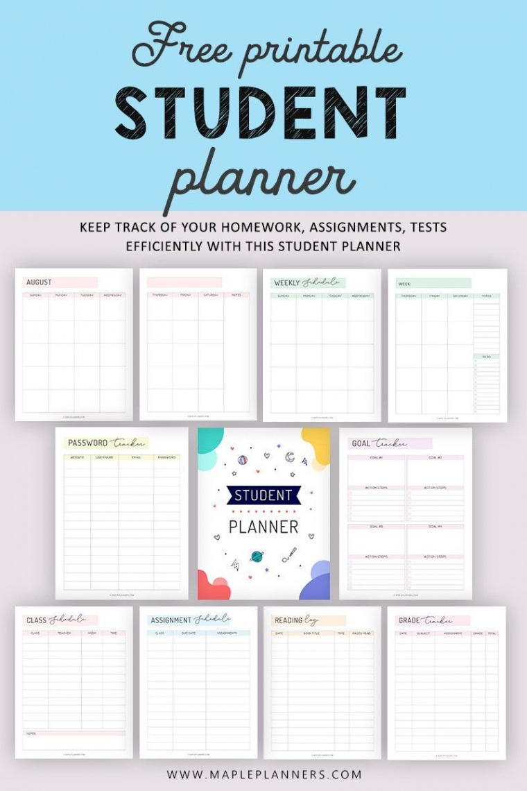 Free Printable Student Planner  Keep Track of School Activities