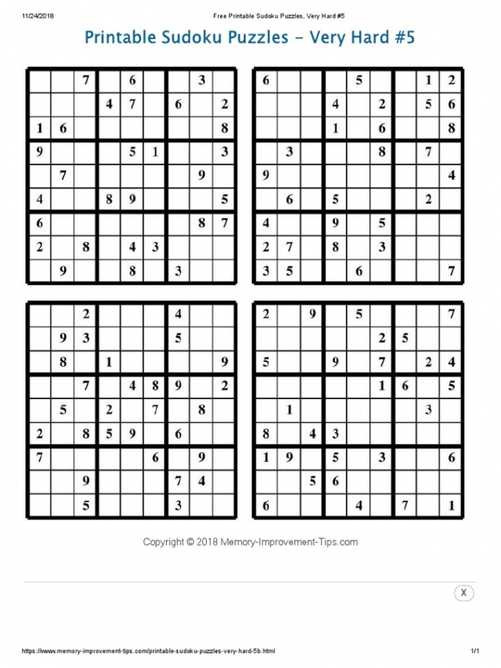 Free Printable Sudoku Puzzles, Very Hard #  PDF