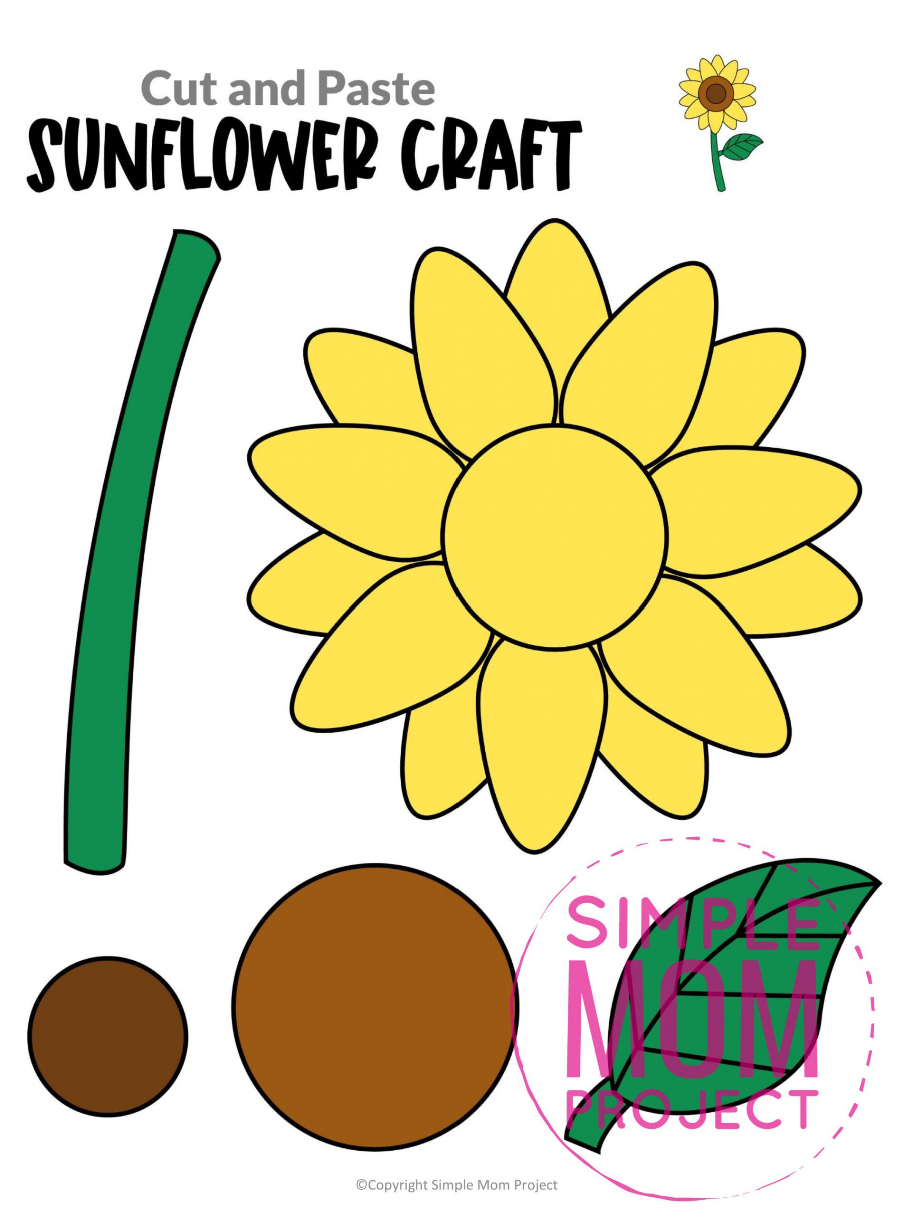 Free Printable Sunflower Craft Template  Sunflower crafts