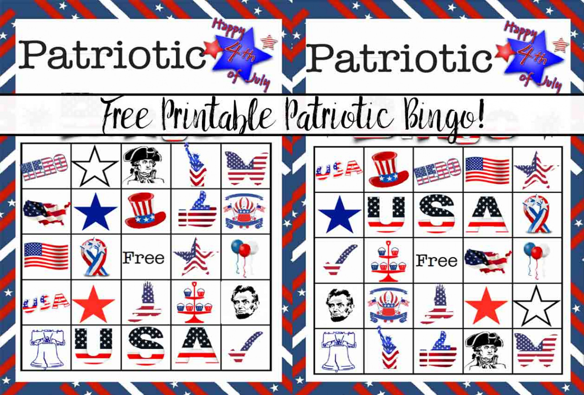 Free Printable th of July Patriotic Bingo