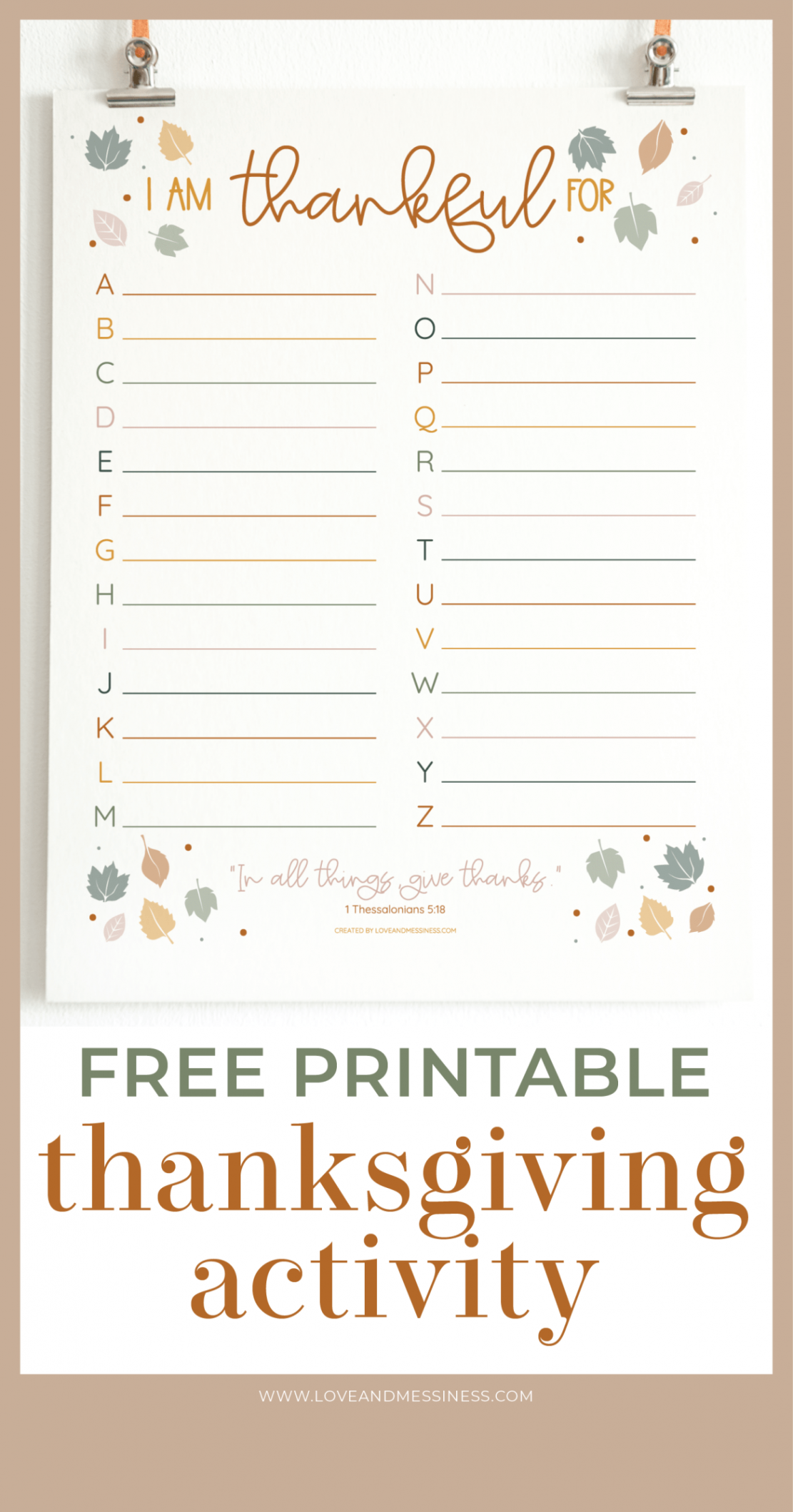 Free Printable Thanksgiving Activity for Kids - Love & Messiness