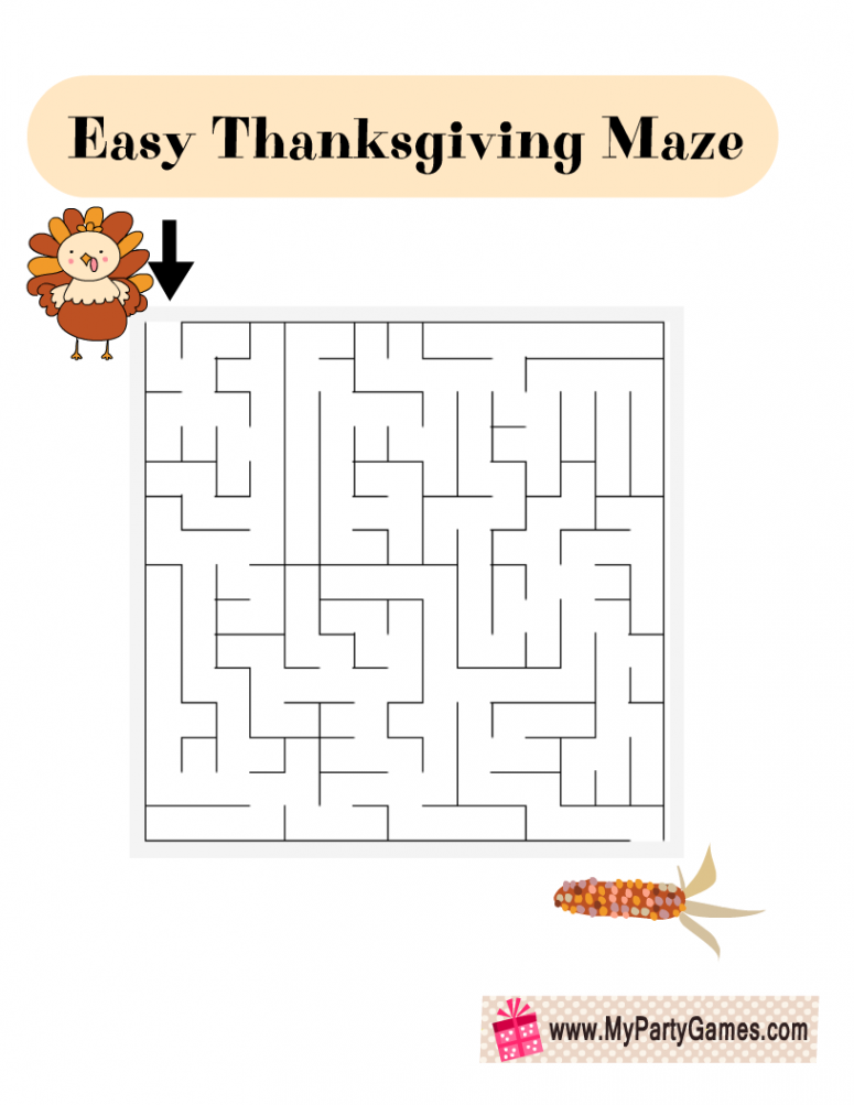 Free Printable Thanksgiving Mazes with Solutions