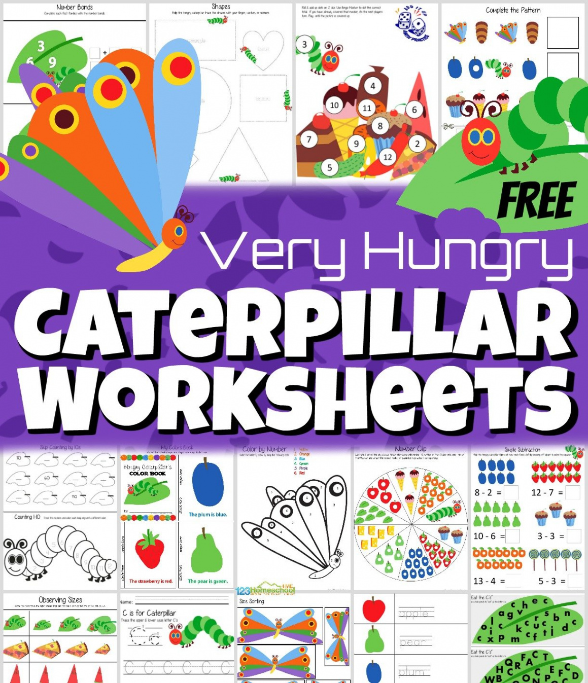 🐛 FREE Printable The Very Hungry Caterpillar Worksheets