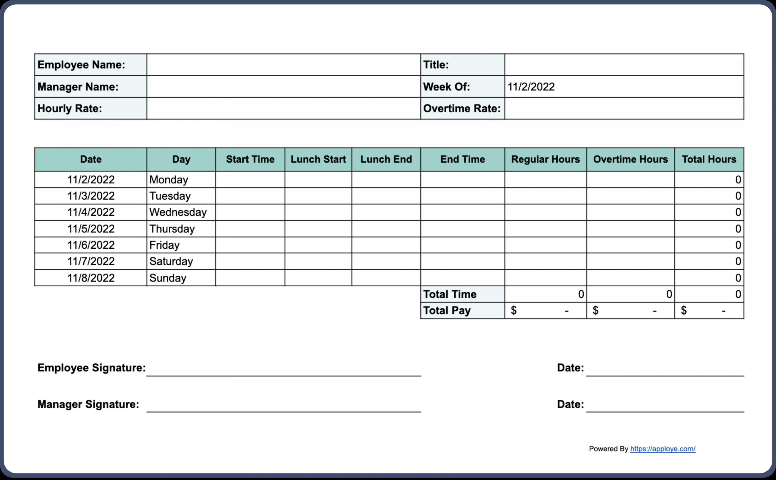 Free Printable Timesheet Templates (Excel, Word, PDF)