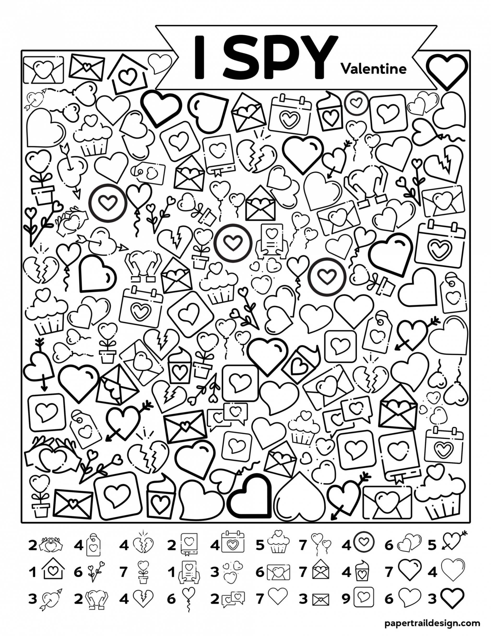 Free Printable Valentine I Spy Activity - Paper Trail Design