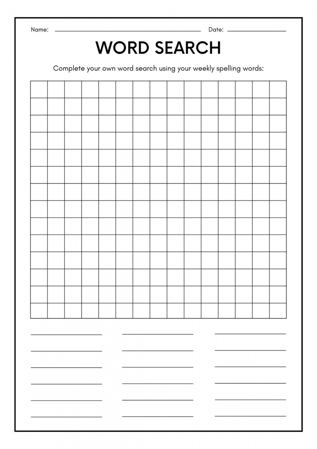 Free printable word search worksheet templates  Canva