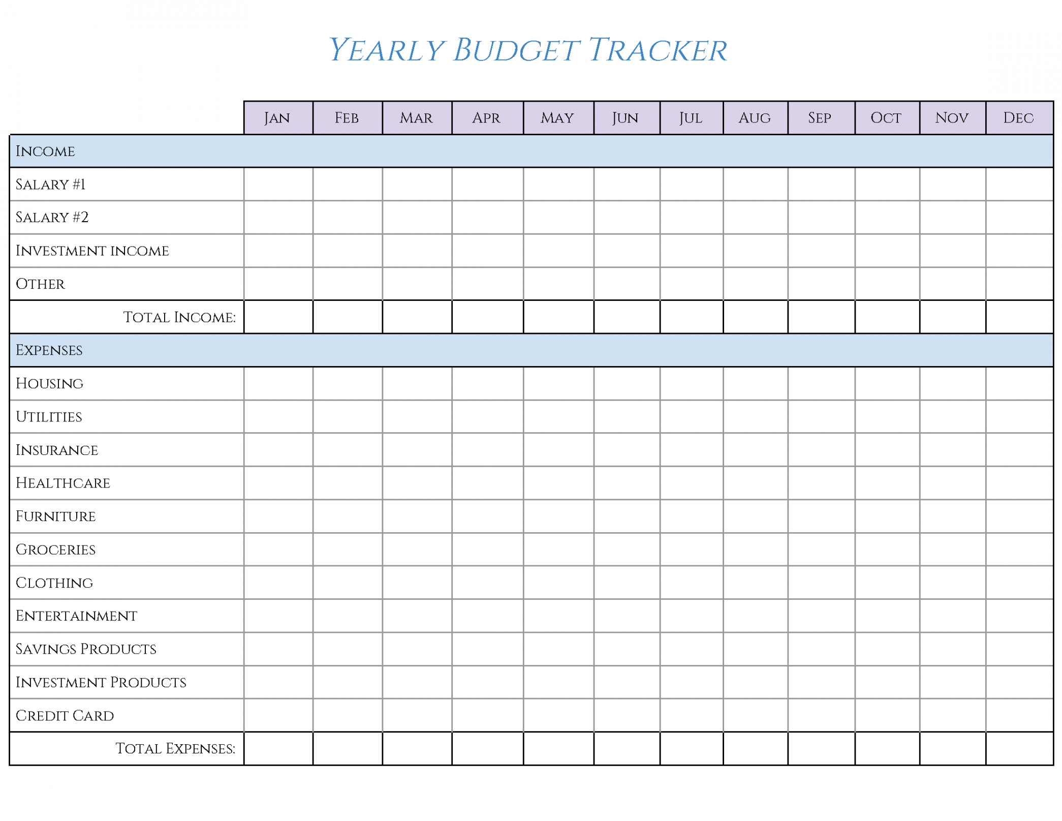 Free Printable Yearly Budget Template - Printable Templates Free