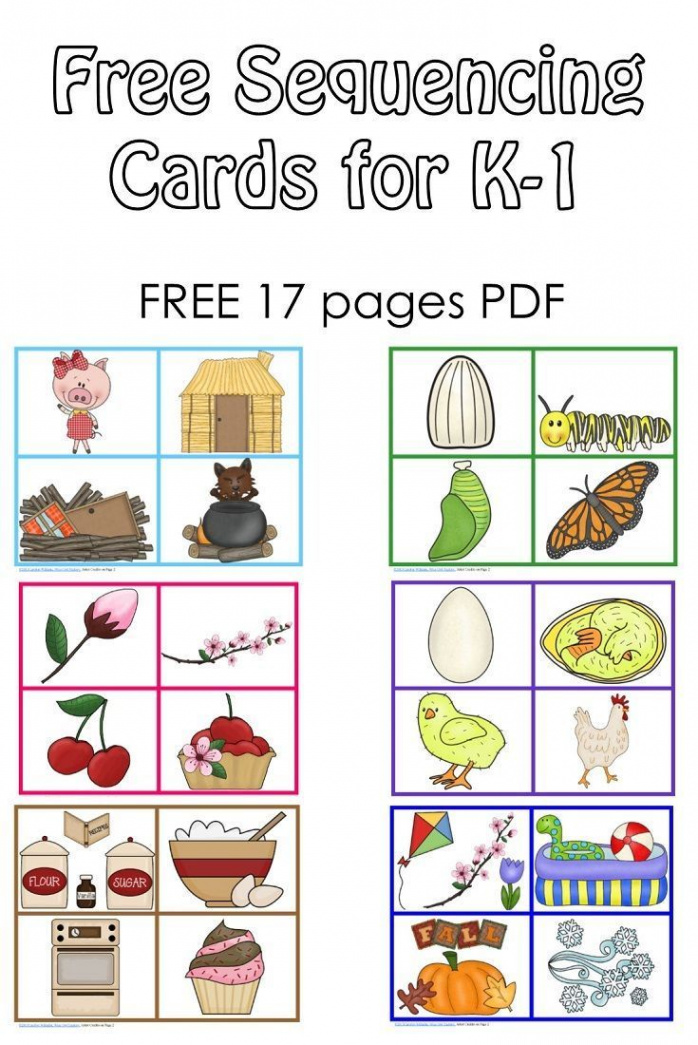 Free Sequencing Cards and Color Matching for Pre K-K-