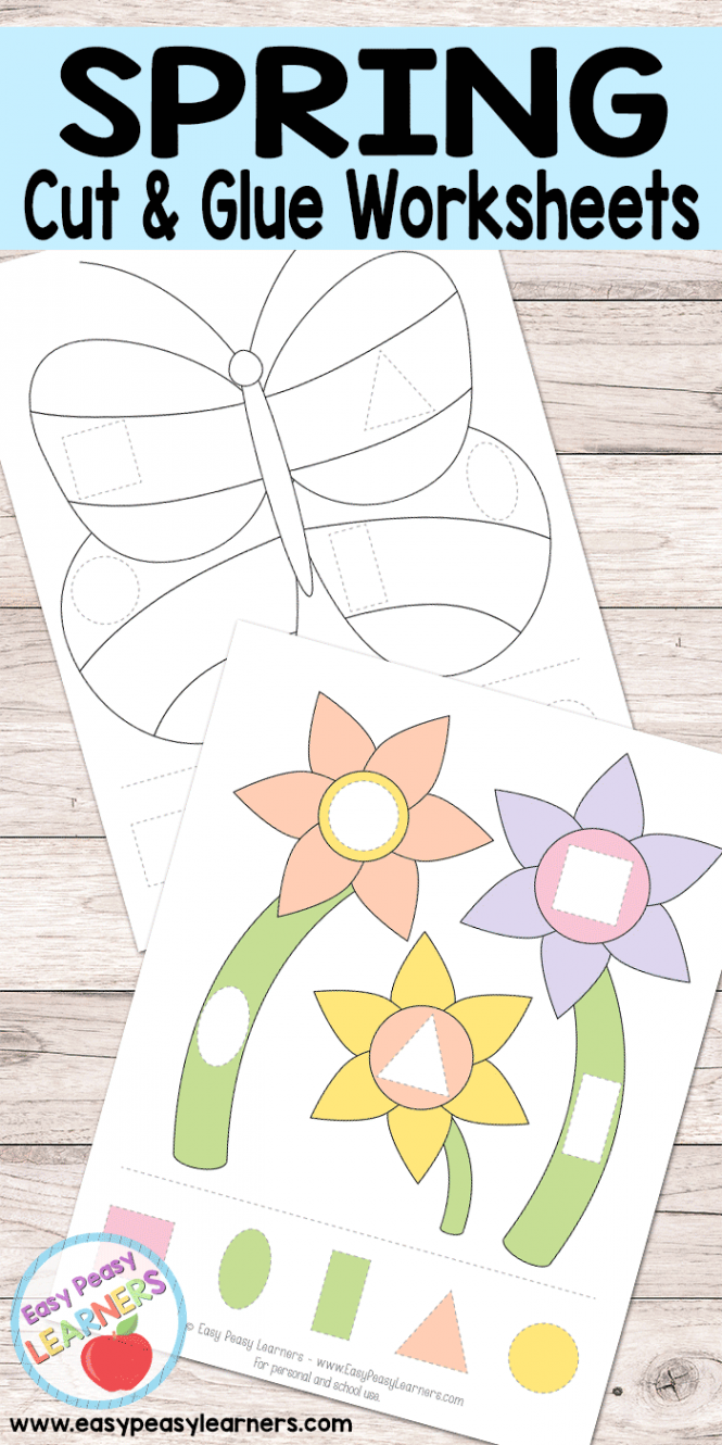 Free Spring Cut and Glue Worksheets - Easy Peasy Learners