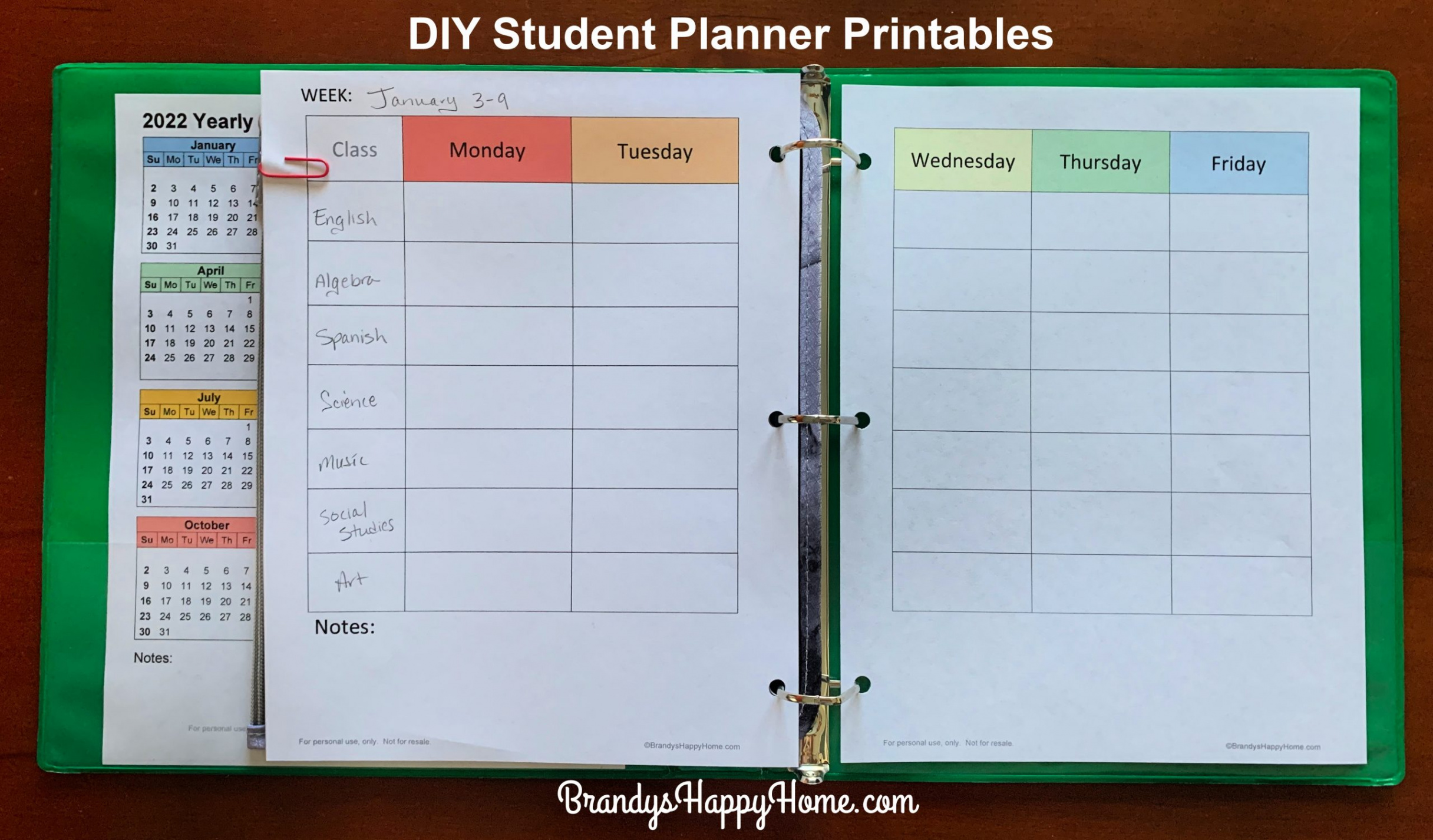 FREE  Student Planner Printables