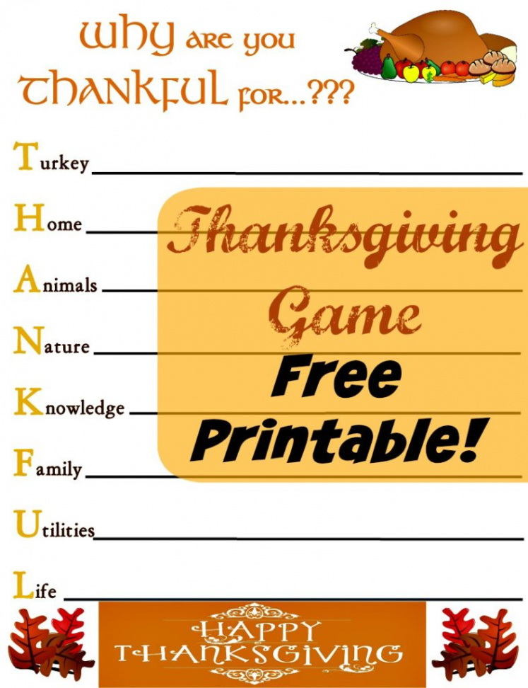 Free Thanksgiving Printables for Table Family Games and