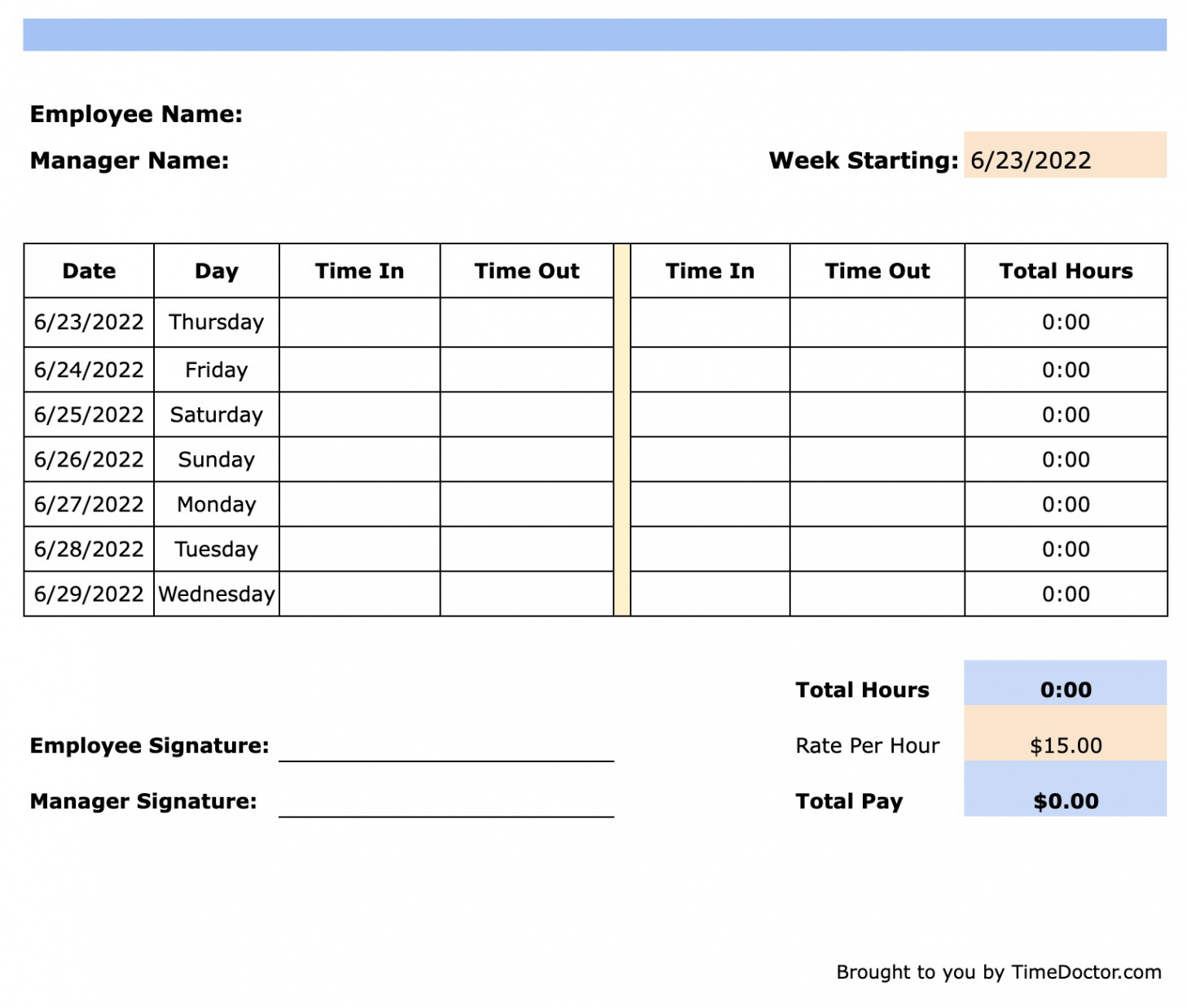 Free timesheet templates for  (excel, PDF, word)