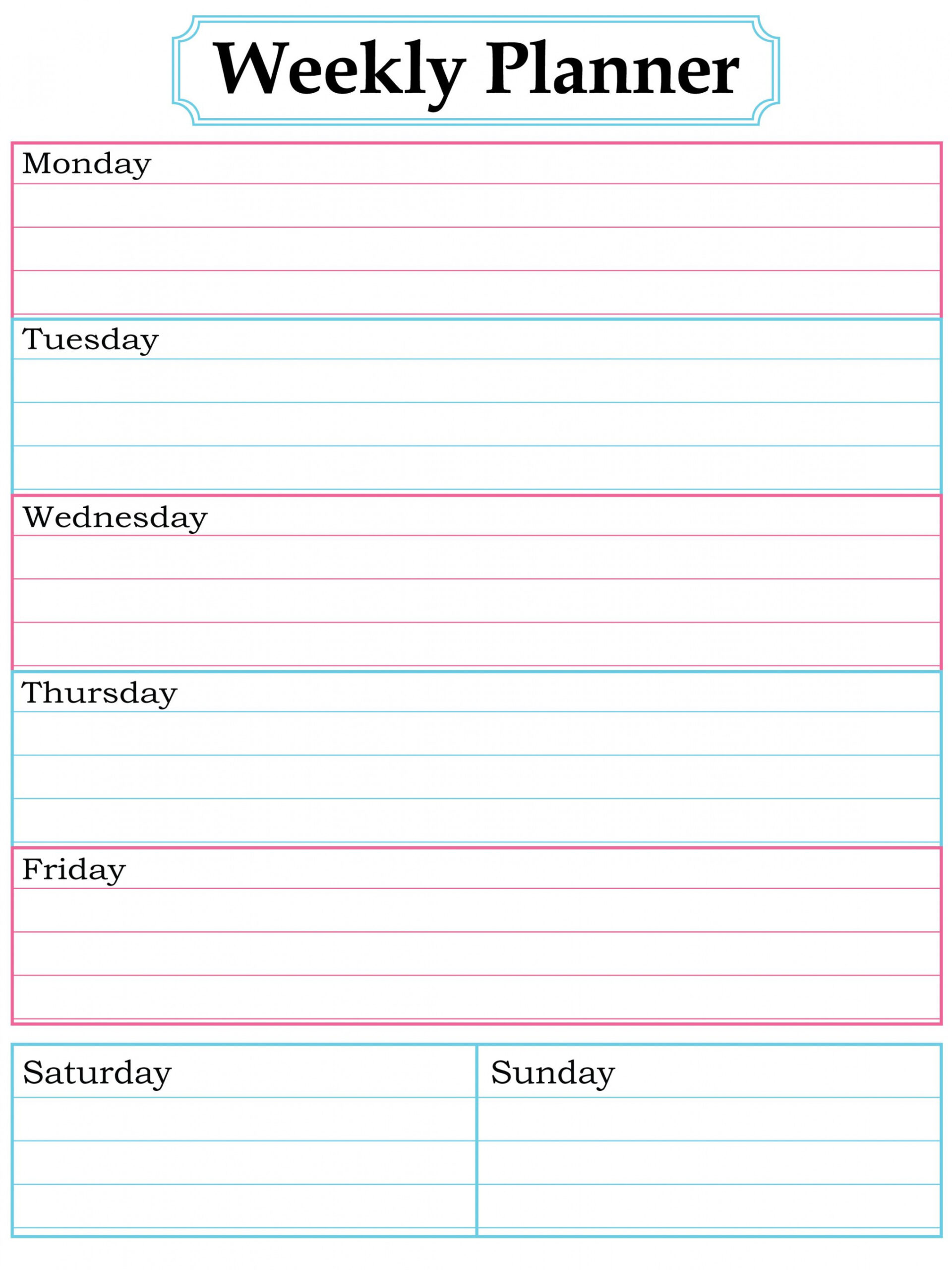 Free Weekly Planner  Weekly planner template, Weekly planner free