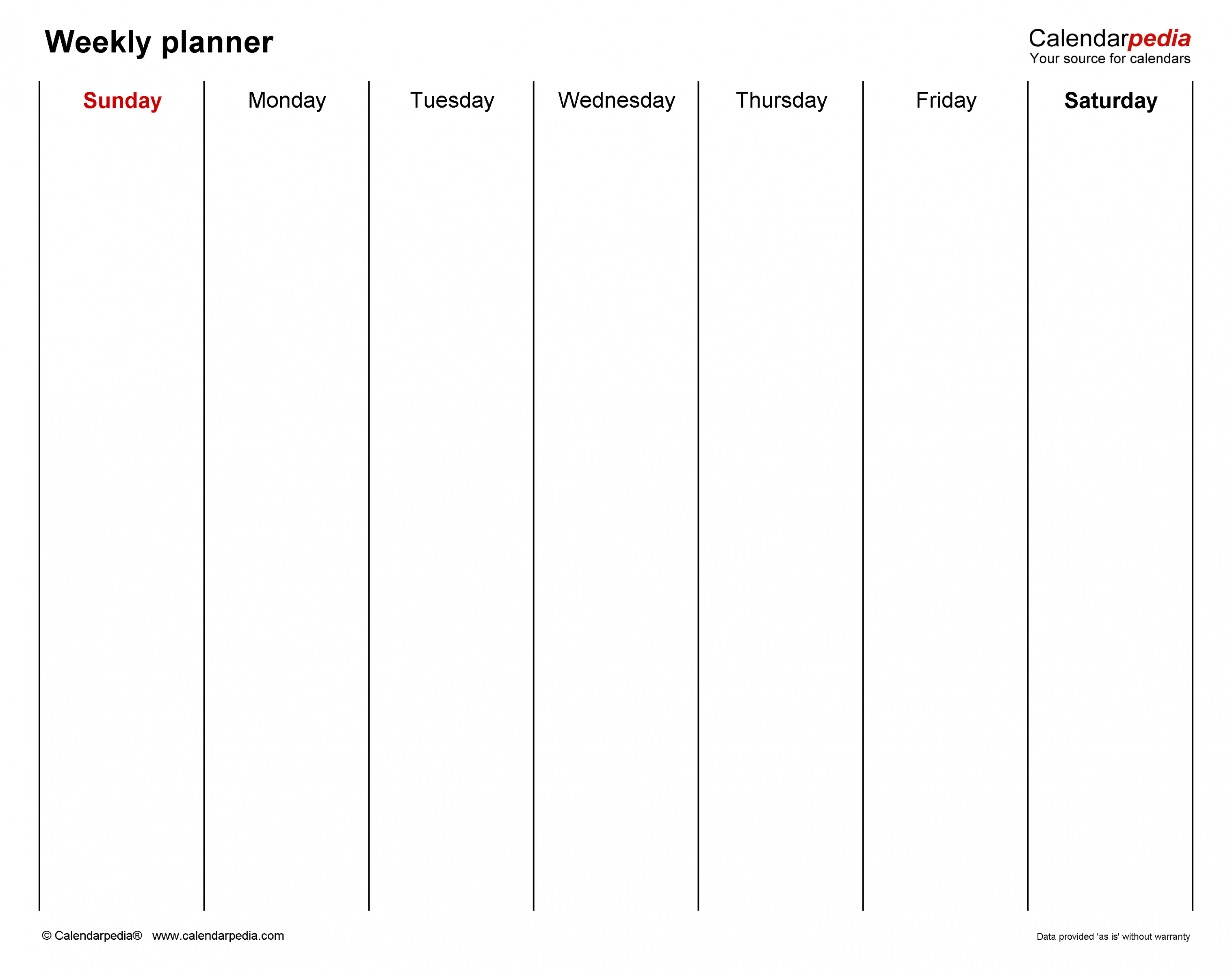 Free Weekly Planners in PDF format - + Templates