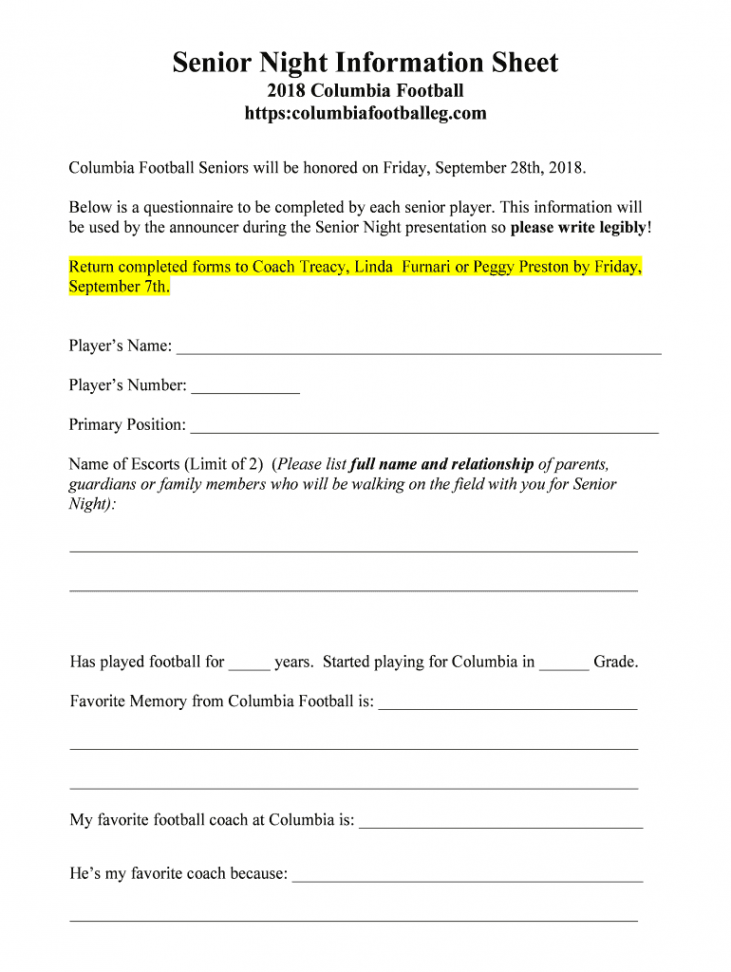 Funny Senior Night Questions - Fill Online, Printable, Fillable