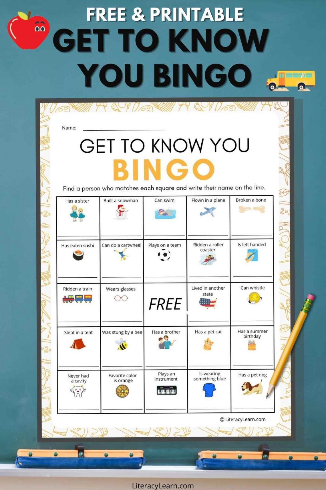 Get to Know You Bingo for Kids - Free Printable - Literacy Learn