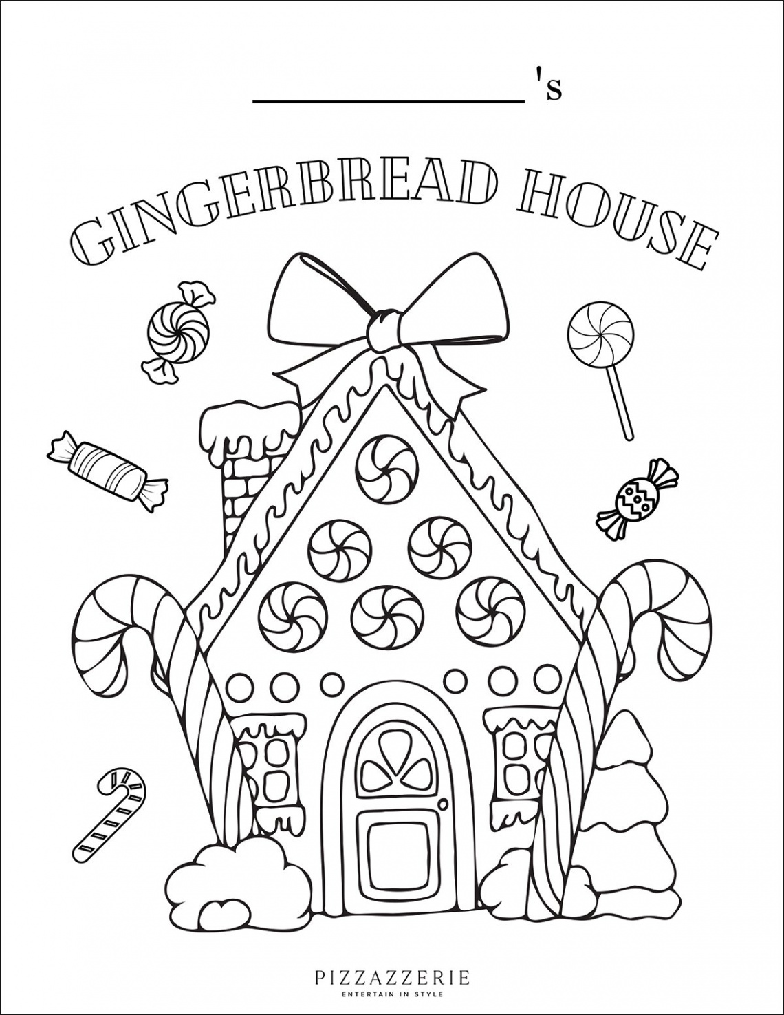 Gingerbread House Coloring Pages (Free Printable PDFs) - Pizzazzerie