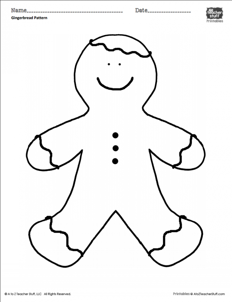 Gingerbread Man Coloring Sheet or Pattern  A to Z Teacher Stuff