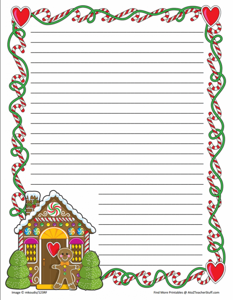 Gingerbread Printable Border Paper With and Without Lines  A to Z