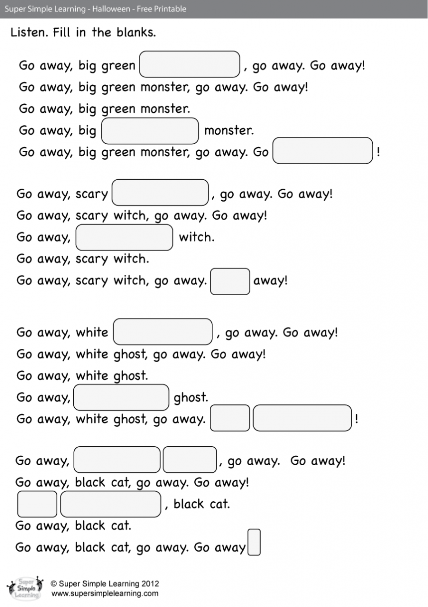 Go Away! Worksheet - Fill In The Blanks - Super Simple