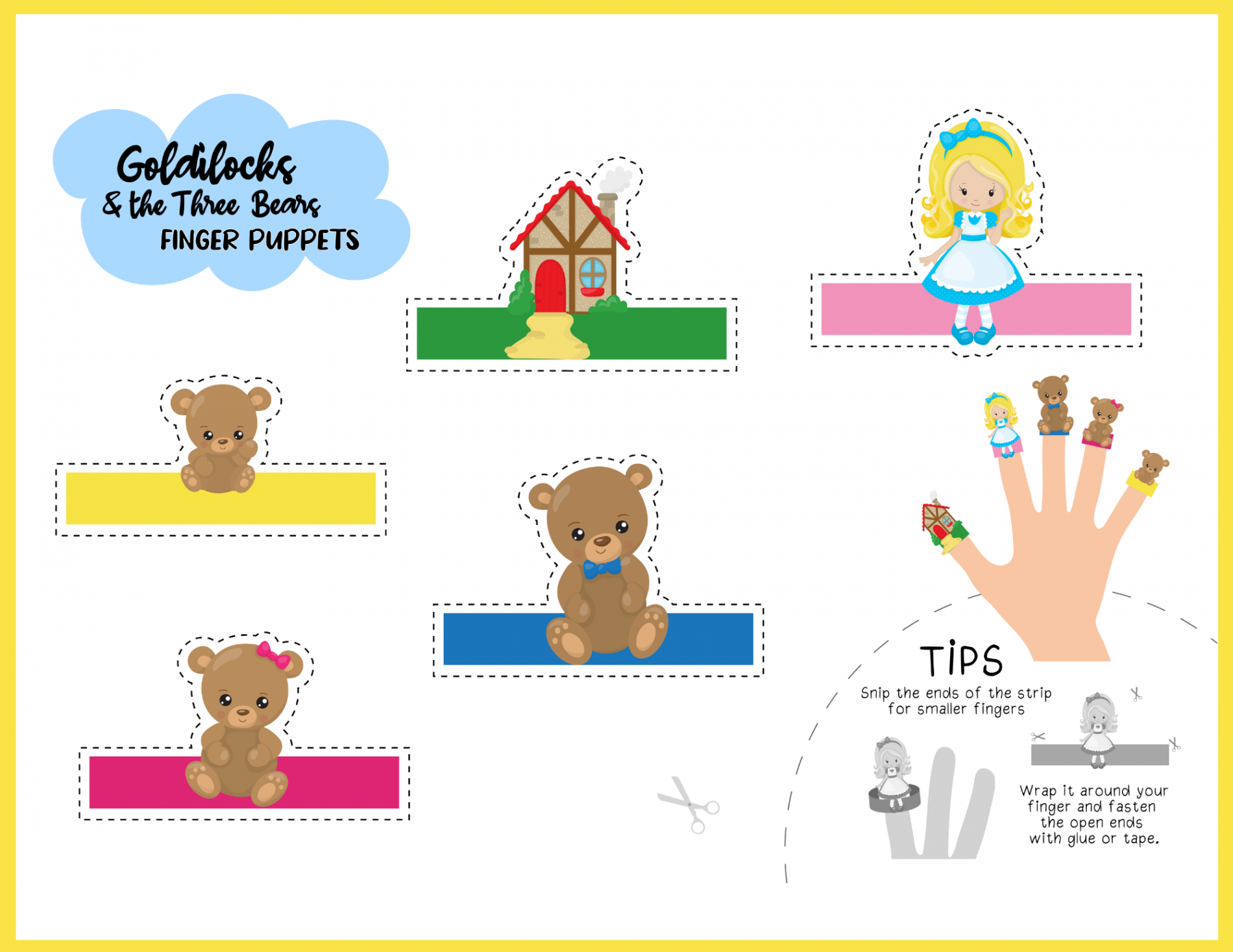 Goldilocks and the Three Bears Finger Puppets - The Activity Mom