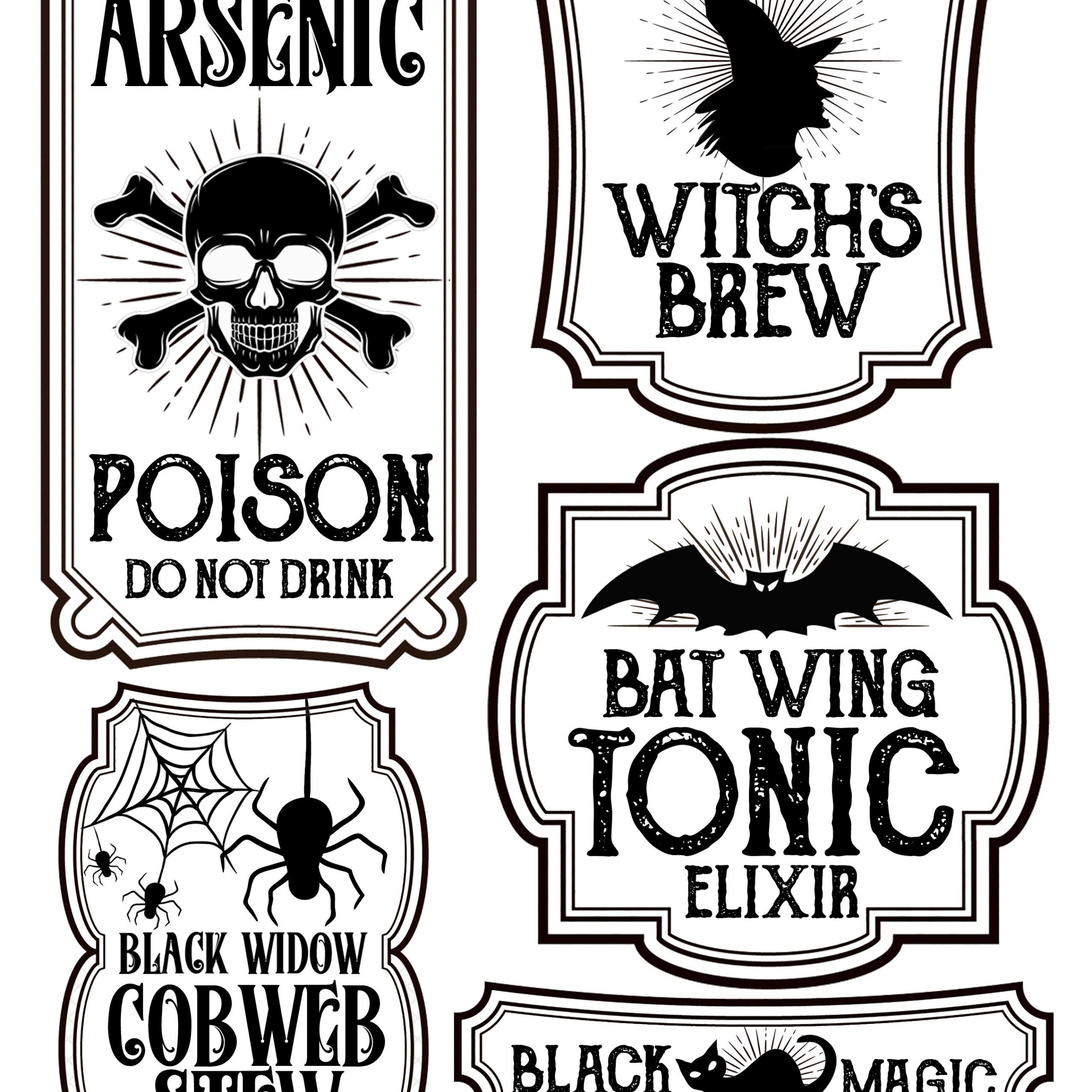 Halloween Bottle Labels - Free Printables - Potions Labels