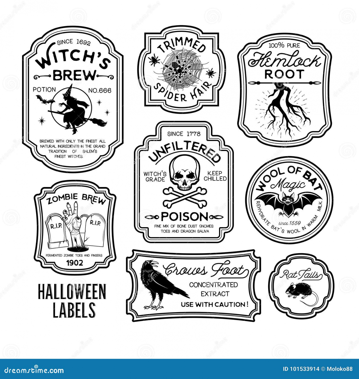 Halloween Bottle Labels Stock Illustrations –  Halloween Bottle