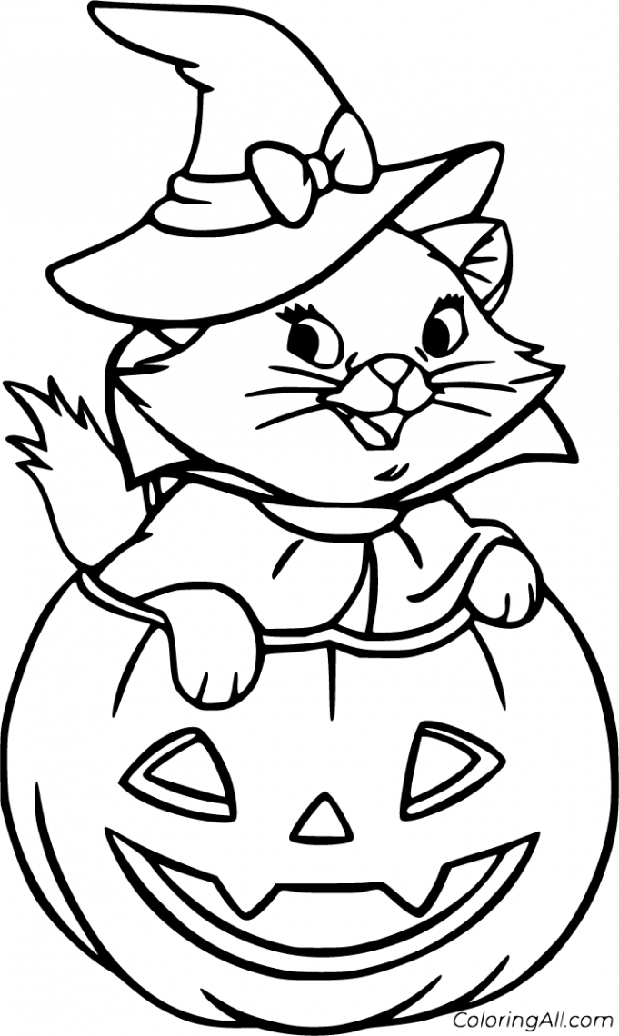 Halloween Cat Coloring Pages  Halloween coloring pages, Free