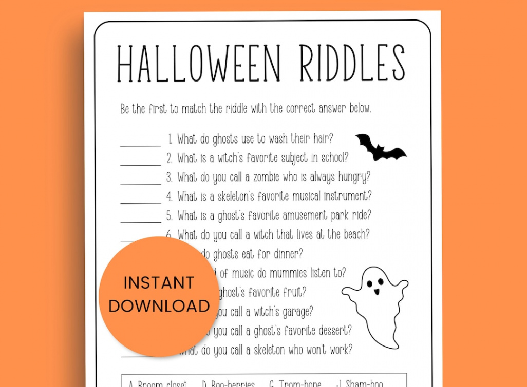 Halloween Riddles With Answers Riddle Me This Game for Kids - Etsy