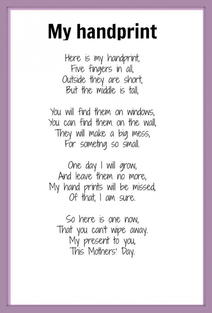 Handprint Poem  Mother