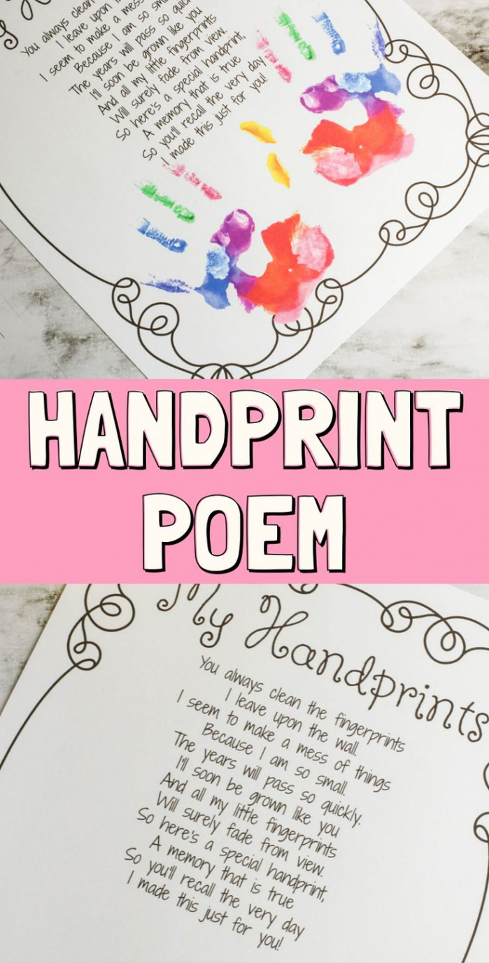 Handprint Poem Printable  Handprint poem, Mothers day poems