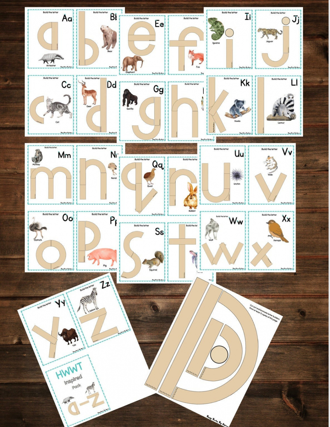 Handwriting Without Tears Inspired Lowercase Flashcards and Full