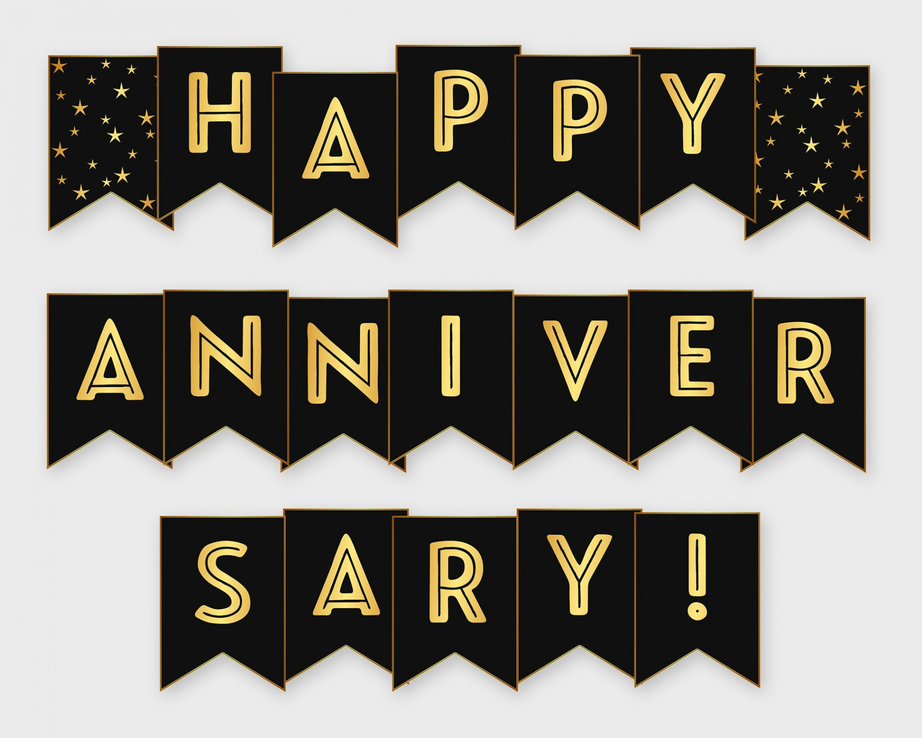 Happy Anniversary Printable Banner Black & Gold Anniversary - Etsy