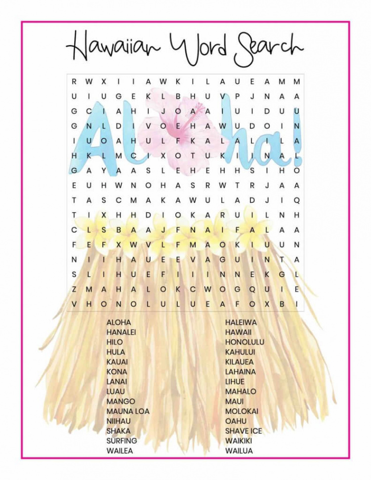 Hawaii Word Search and Word Scramble Printables for Kids - Hawaii