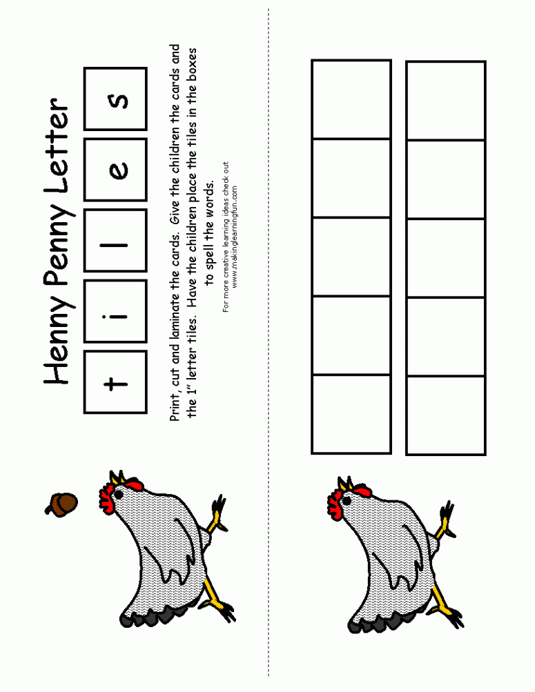 henny penny activities  Letter Tile Cards for Henny Penny