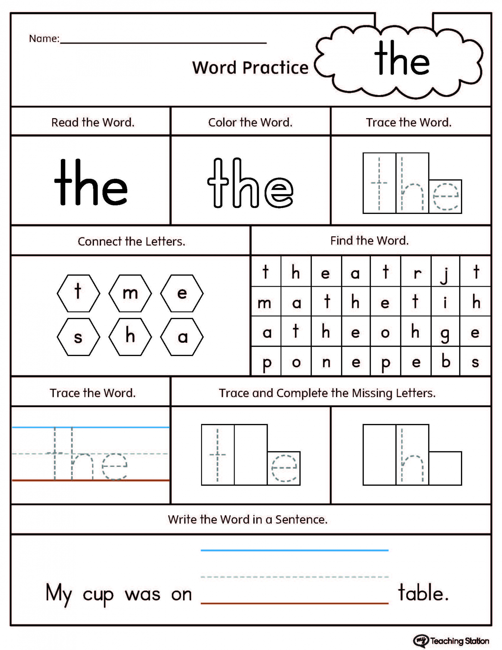 High Frequency Words Printable Worksheets  MyTeachingStation