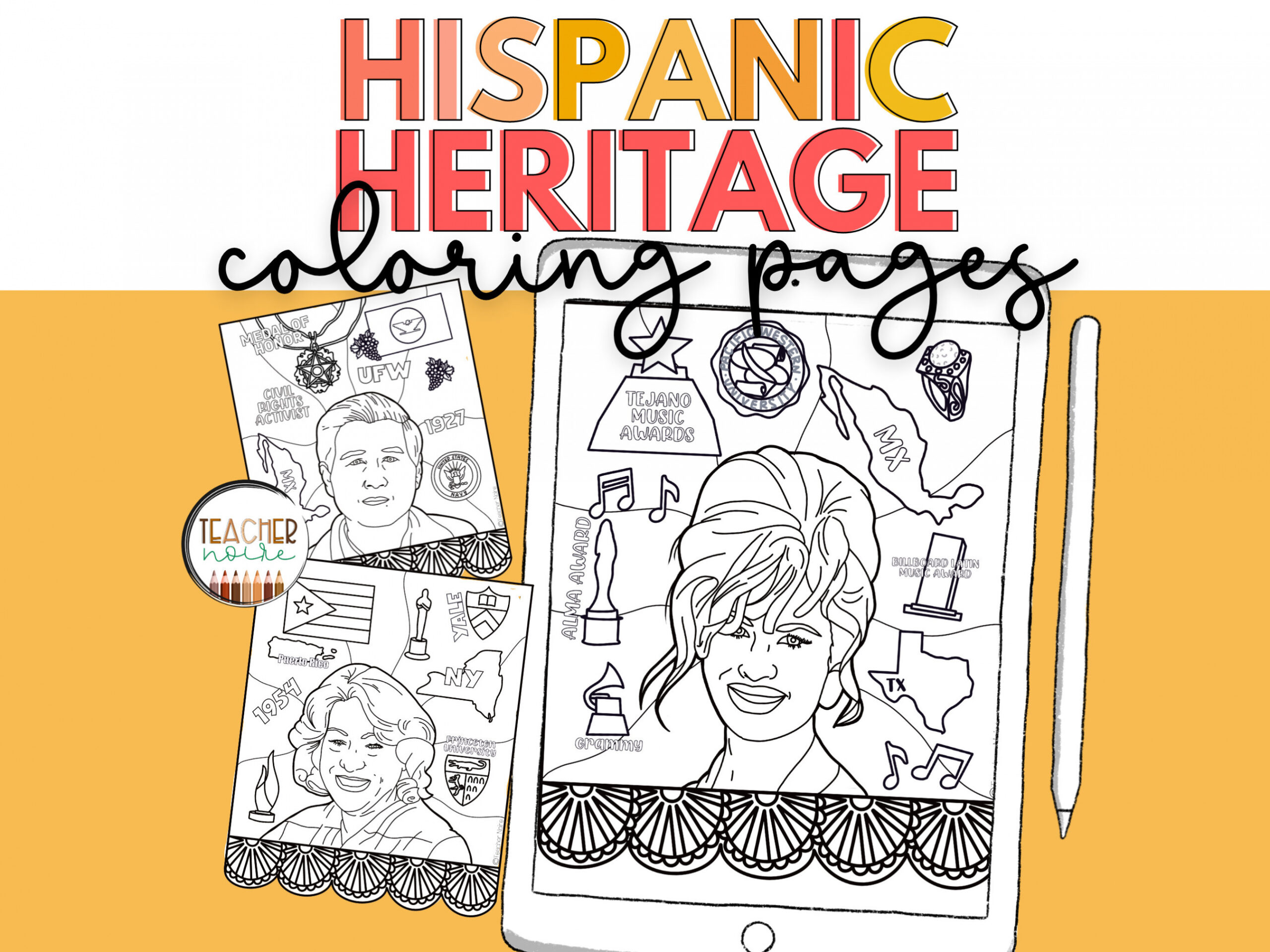 Hispanic Heritage Coloring Pages Hispanic Heritage Bulletin - Etsy