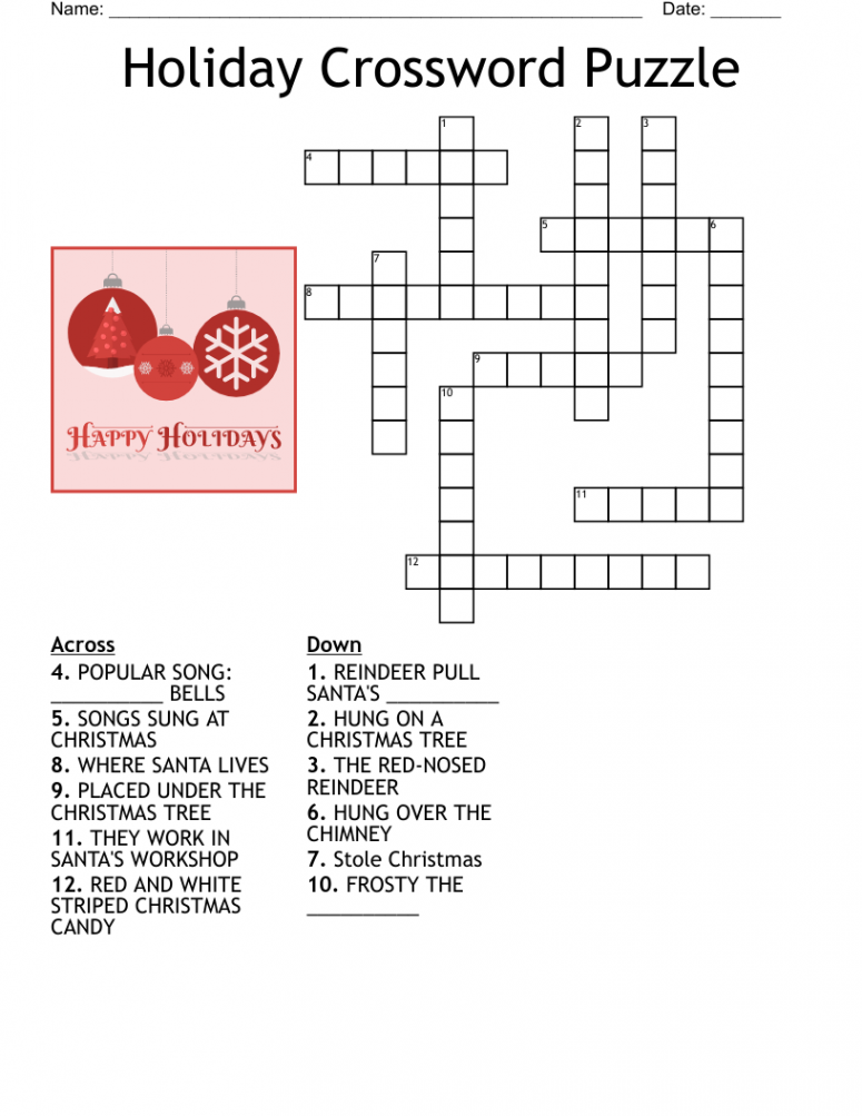 Holiday Crossword Puzzle - WordMint