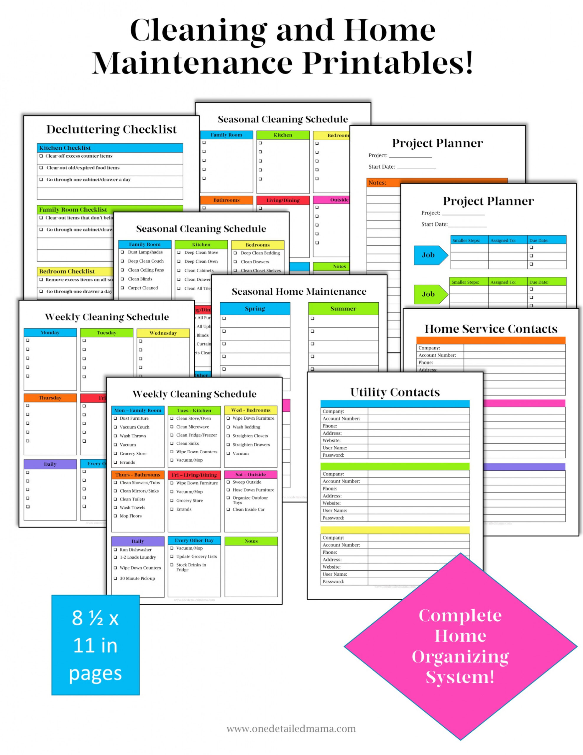 Home Management Binder Printables - One Detailed Mama