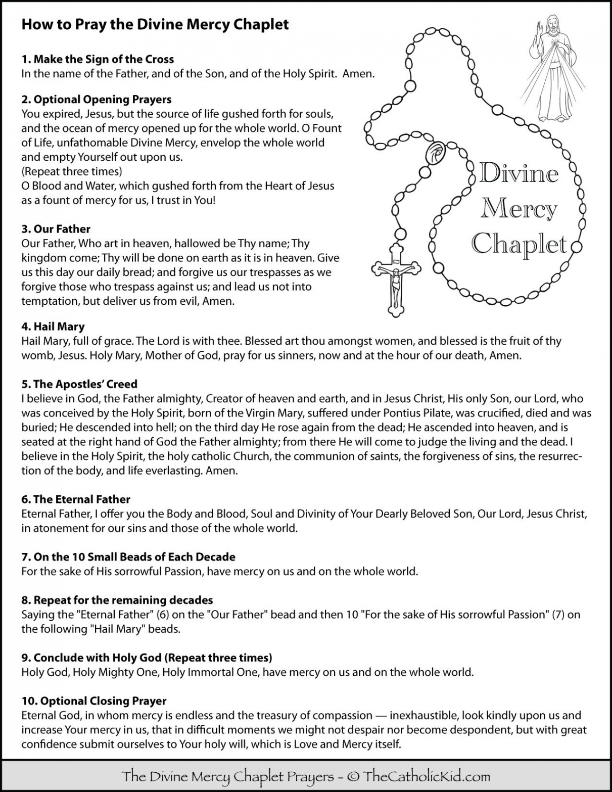 How to Pray the Divine Mercy Chaplet - Kids Coloring Page -