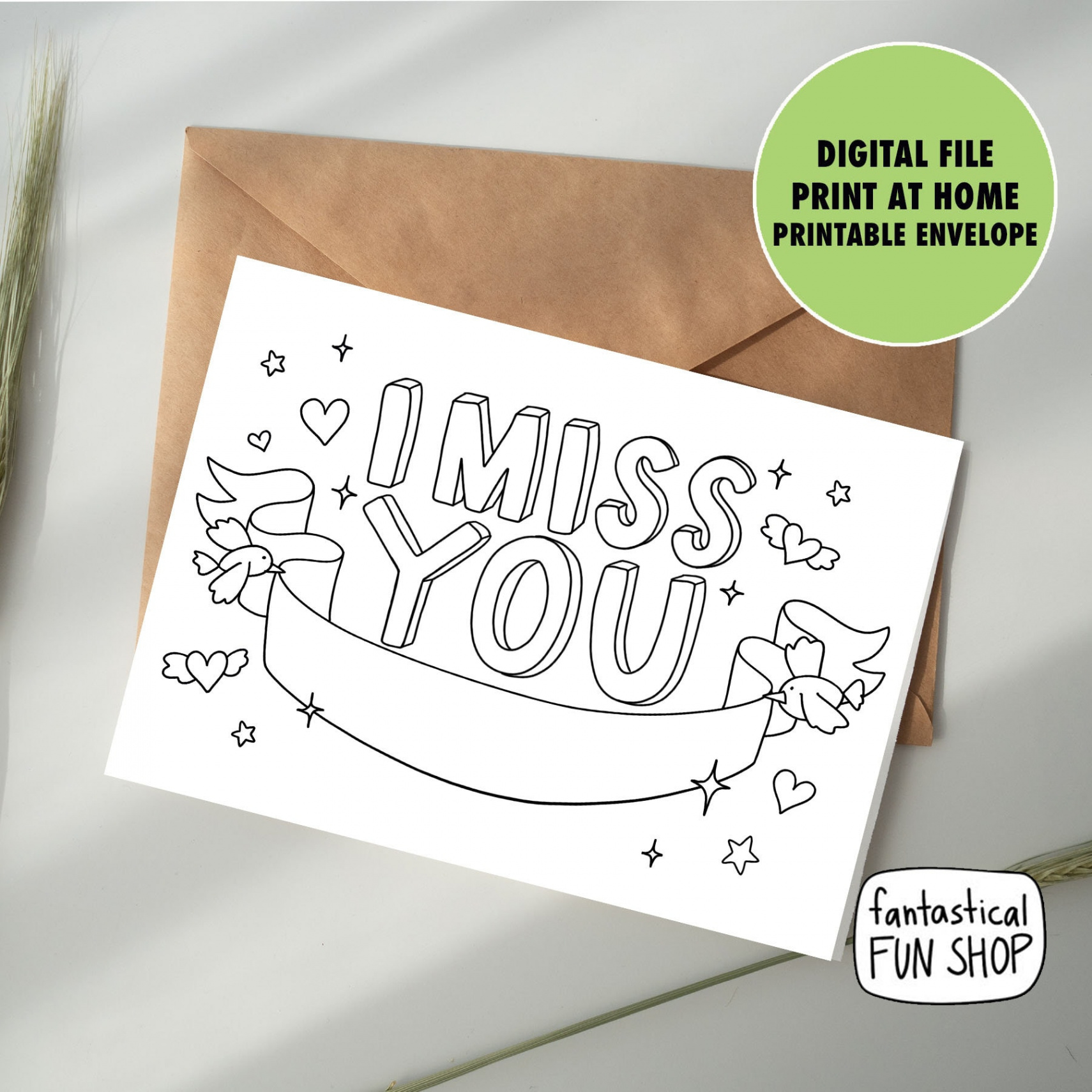 I Miss You Card PRINTABLE Kids Card to Color Kid Activity - Etsy